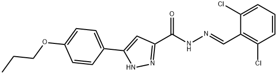 N'-[(E)-(2,6-dichlorophenyl)methylidene]-3-(4-propoxyphenyl)-1H-pyrazole-5-carbohydrazide 结构式