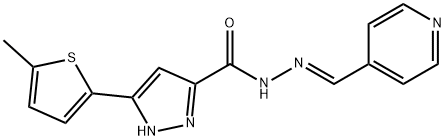 3-(5-methylthiophen-2-yl)-N'-[(E)-pyridin-4-ylmethylidene]-1H-pyrazole-5-carbohydrazide 结构式