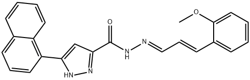 N'-[(1E,2E)-3-(2-methoxyphenyl)prop-2-en-1-ylidene]-3-(naphthalen-1-yl)-1H-pyrazole-5-carbohydrazide 结构式