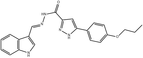 N'-[(E)-1H-indol-3-ylmethylidene]-3-(4-propoxyphenyl)-1H-pyrazole-5-carbohydrazide 结构式