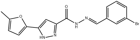 N'-[(E)-(3-bromophenyl)methylidene]-3-(5-methylfuran-2-yl)-1H-pyrazole-5-carbohydrazide 结构式