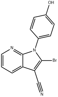 2-Bromo-1-(4-hydroxyphenyl)-1H-pyrrolo[2,3-b]pyridine-3-carbonitrile 结构式