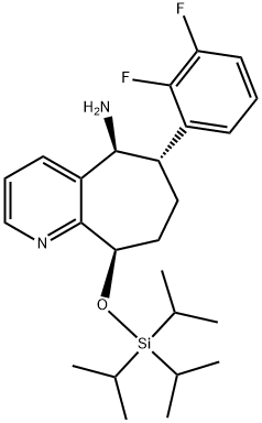 (5S,6S,9R)-6-(2,3-二氟苯基)-9-((三异丙基甲硅烷基)氧基)-6,7,8,9-四氢-5H-环庚[B]吡啶-5-胺 结构式