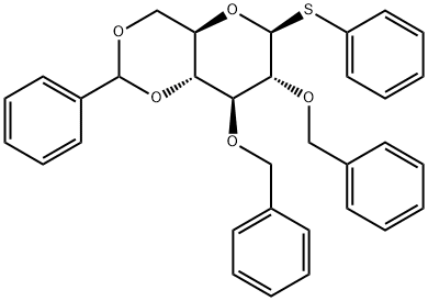 苯基 2,3-二-O-(苯基甲基)-4,6-O-(苯基亚甲基)-1-硫代-BETA-D-吡喃葡萄糖苷 结构式