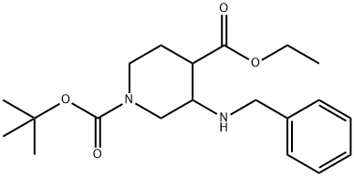 3-(benzylamino)piperidine-1,4-dicarboxylic acid 1-tert-butyl ester 4-ethyl ester 结构式