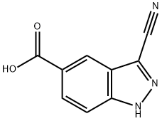 3-氰基-1H-吲唑-5-羧酸 结构式