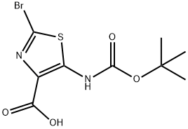 2-溴-5-((叔丁氧基羰基)氨基)噻唑-4-羧酸 结构式