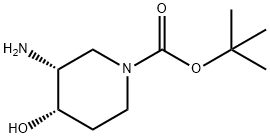 (3R,4S)-3-氨基-4-羟基哌啶-1-甲酸 叔丁酯 结构式