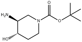 (3S,4S)-3-氨基-4-羟基哌啶-1-羧酸叔丁酯 结构式