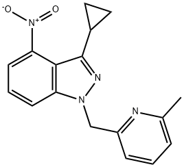 3-cyclopropyl-1-((6-methylpyridin-2-yl)methyl)-4-nitro-1H-indazole 结构式