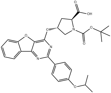 (2S,4R)-1-(叔丁氧基羰基)-4-(2-(4-异丙氧基苯基)苯并呋喃并[3,2-D]嘧啶-4-基氧基) 结构式
