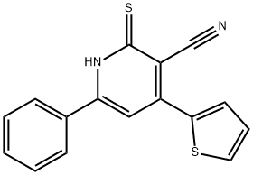 6-phenyl-4-(thiophen-2-yl)-2-thioxo-1,2-dihydropyridine-3-carbonitrile 结构式