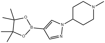 1-甲基-4-[4-(四甲基-1,3,2-二噁硼戊环-2-基)-1H-吡唑-1-基]哌啶 结构式