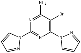 5-溴-2,6-二(1-H吡唑)基-4-氨基嘧啶 结构式