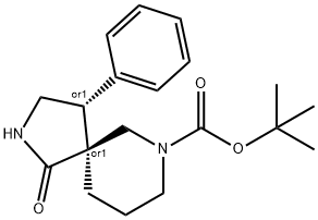 tert-butyl(4S,5R)-1-oxo-4-phenyl-2,7-diazaspiro[4.5]decane-7-carboxylate 结构式