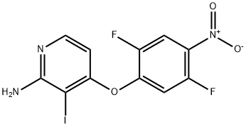 4-(2,5-二氟-4-硝基苯氧基)-3-碘吡啶-2-胺 结构式