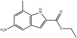 5-氨基-7-甲基-1H-吲哚-2-羧酸乙酯 结构式