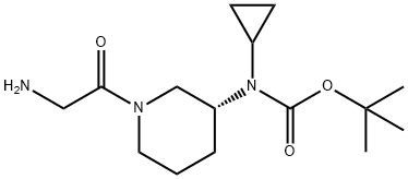 [(R)-1-(2-Amino-acetyl)-piperidin-3-yl]-cyclopropyl-carbamic acid tert-butyl ester 结构式