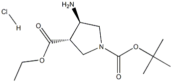 反式-1-BOC-4-氨基吡咯烷-3-甲酸乙酯盐酸盐 结构式