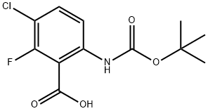 N-叔丁氧羰基-6 -氨基-3-氯-2-氟苯甲酸 结构式