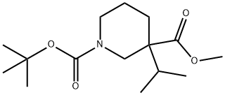 1-BOC-3-异丙基哌啶-3-甲酸甲酯 结构式