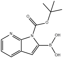 2-borono-1H-Pyrrolo[2,3-b]pyridine-1-carboxylic acid 1-(1,1-dimethylethyl) ester 结构式