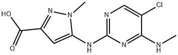 5-((5-Chloro-4-(methylamino)pyrimidin-2-yl)amino)-1-methyl-1H-pyrazole-3-carboxylic acid 结构式