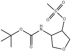 4-((叔丁氧基羰基)氨基)四氢呋喃-3-基甲磺酸酯 结构式