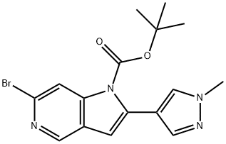 t-butyl 6-bromo-2-(1-methyl-1H-pyrazol-4-yl)-1H-pyrrolo[3,2-c]pyridine-1-carboxylate 结构式