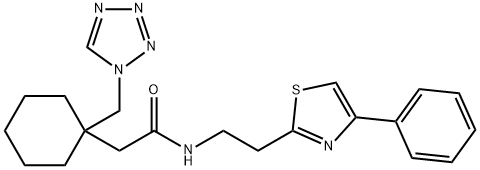 N-[2-(4-phenyl-1,3-thiazol-2-yl)ethyl]-2-[1-(1H-tetrazol-1-ylmethyl)cyclohexyl]acetamide 结构式