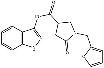 1-(furan-2-ylmethyl)-N-(1H-indazol-3-yl)-5-oxopyrrolidine-3-carboxamide 结构式