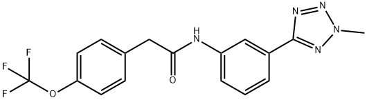 N-[3-(2-methyl-2H-tetrazol-5-yl)phenyl]-2-[4-(trifluoromethoxy)phenyl]acetamide 结构式