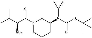[(S)-1-((S)-2-Amino-3-methyl-butyryl)-piperidin-3-yl]-cyclopropyl-carbamic acid tert-butyl ester 结构式