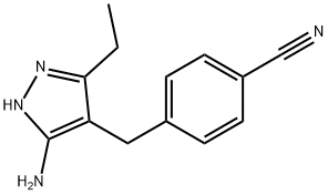 4-[(5-amino-3-ethyl-1H-pyrazol-4-yl)methyl]benzonitrile 结构式