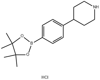 4-(4-(4,4,5,5-tetramethyl-1,3,2-dioxaborolan-2-yl)phenyl)piperidine hydrochloride 结构式