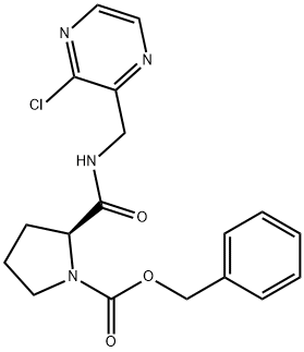 (S)-N-CBZ-四氢吡咯-2-甲酰(3-氯吡嗪-2-甲基)胺 结构式