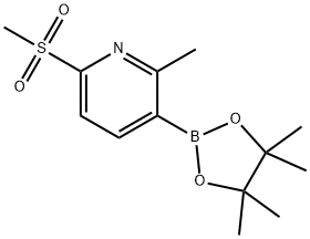 2-甲基-6-(甲基磺酰基)-3-(4,4,5,5-四甲基-1,3,2-二氧硼杂环戊烷-2-基)吡啶 结构式