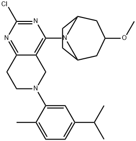 2-chloro-6-(5-isopropyl-2-methylphenyl)-4-((1R,3r,5S)-3-methoxy-8-azabicyclo[3.2.1]octan-8-yl)-5,6,7,8-tetrahydropyrido[4,3-d]pyrimidine 结构式