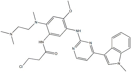 3-氯-N-(2-((2-(二甲氨基)乙基)(甲基)氨基)-4-甲氧基-5-(4-(1-甲基-1H-吲哚-3-基)嘧啶-2-基氨基)苯基)丙酰胺 结构式