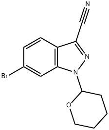 6-溴-1-(四氢-2H-吡喃-2-基)-1H-吲唑-3-腈 结构式