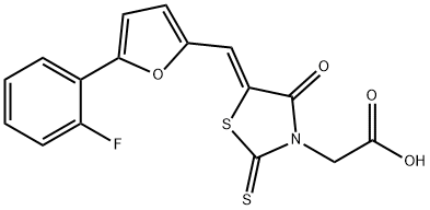 {5-[5-(2-Fluoro-phenyl)-furan-2-ylmethylene]-4-oxo-2-thioxo-thiazolidin-3-yl}-acetic acid 结构式