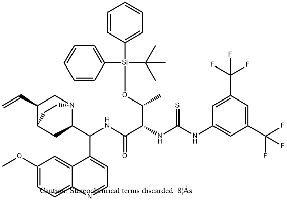 (2S,3R)-2-((((3,5-二(三氟甲基)苯基)氨基)硫代甲基)氨基)-3-(((1,1-二甲乙基)二苯基甲硅烷基]氧基]-N-[(8Α,9S)-6'-甲氧基奎宁-9-基]丁酰胺 结构式
