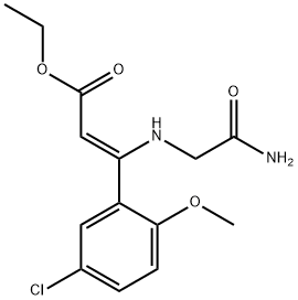 ethyl(Z)-3-((2-amino-2-oxoethyl)amino)-3-(5-chloro-2-methoxyphenyl)acrylate 结构式