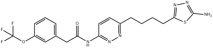 N-[6-[4-(5-氨基-1,3,4-噻二唑-2-基)丁基]-3-哒嗪基]-3-(三氟甲氧基)苯乙酰胺 结构式