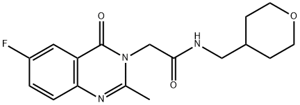 2-(6-fluoro-2-methyl-4-oxoquinazolin-3(4H)-yl)-N-(tetrahydro-2H-pyran-4-ylmethyl)acetamide 结构式