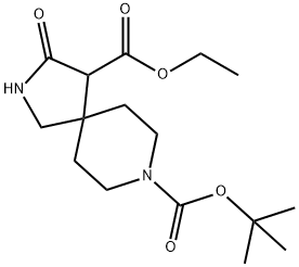 8-(叔丁基)4-乙基3-氧代-2,8-二氮杂螺[4.5]癸烷-4,8-二羧酸酯 结构式