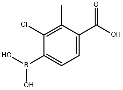 4-羧基-2-氯-3-甲基苯基硼酸 结构式