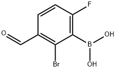 2-溴-6-氟-3-醛基苯硼酸 结构式