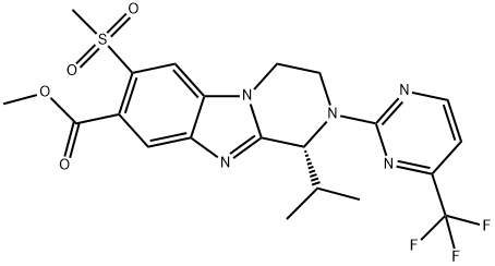 (R)-methyl 1-isopropyl-7-(methylsulfonyl)-2-(4-(trifluoromethyl)pyrimidin-2-yl)-1,2,3,4-tetrahydrobenzo[4,5]imidazo[1,2-a]pyrazine-8-carboxylate 结构式