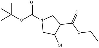 1-叔丁氧羰基-4-羟基吡咯烷-3-羧酸乙酯 结构式